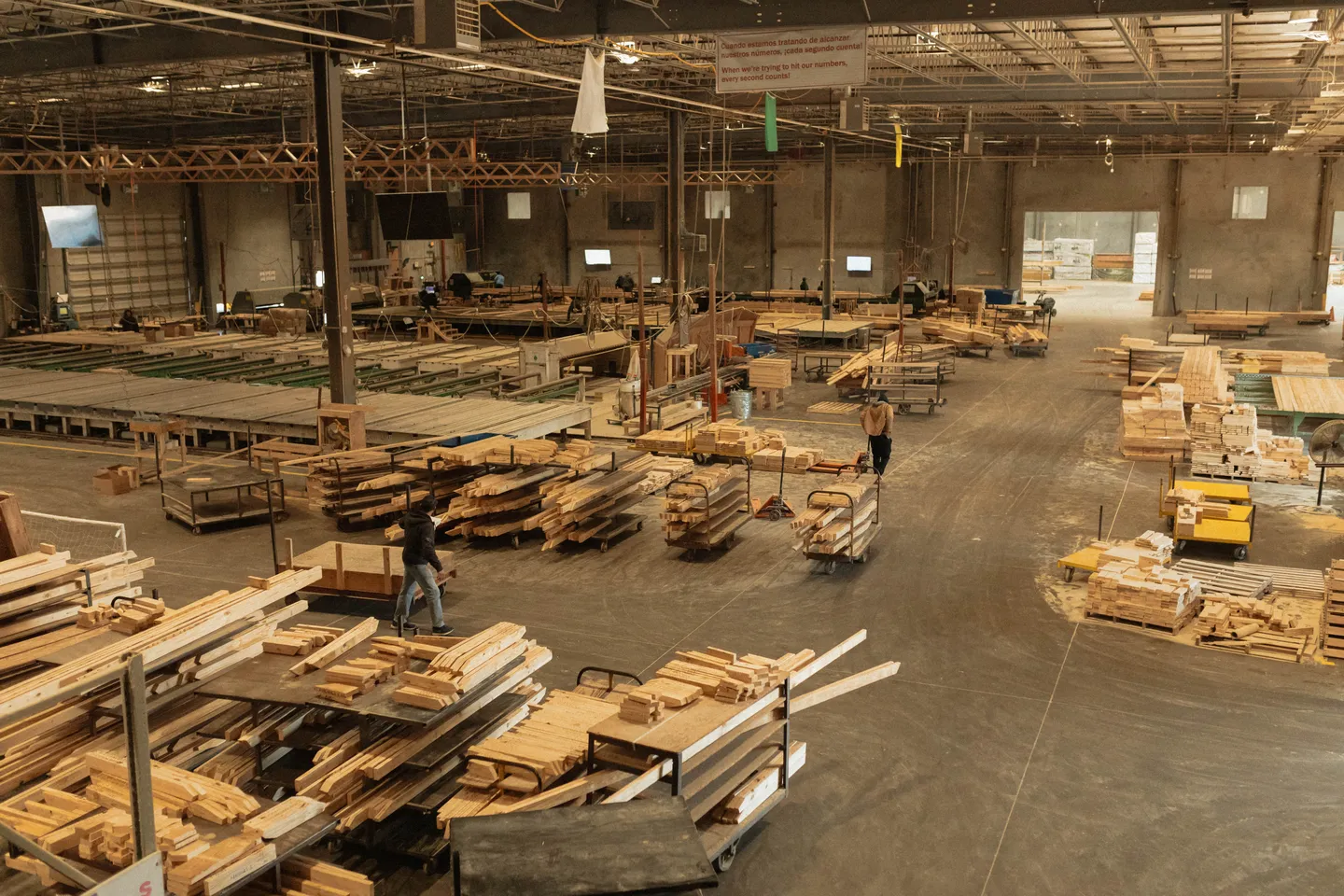 Roof trusses at a job site